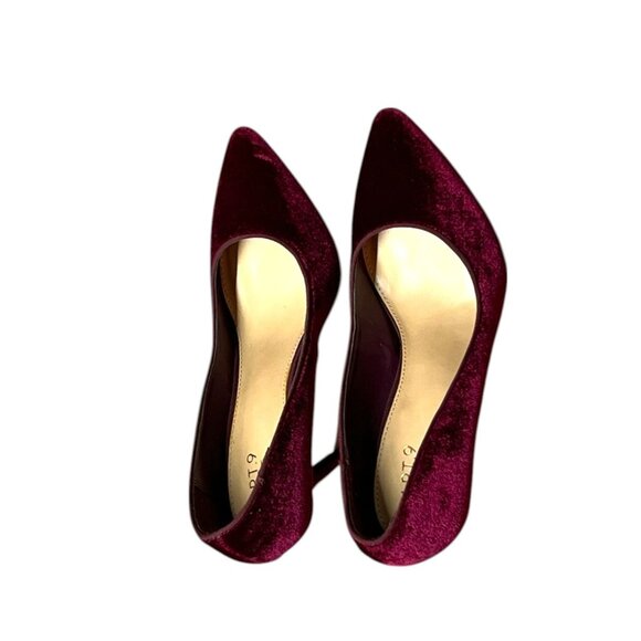 APT.9 Burgundy Velvet Pointed Toe Stiletto Heels Women's Size 9 Elegant Evening - Picture 2 of 8